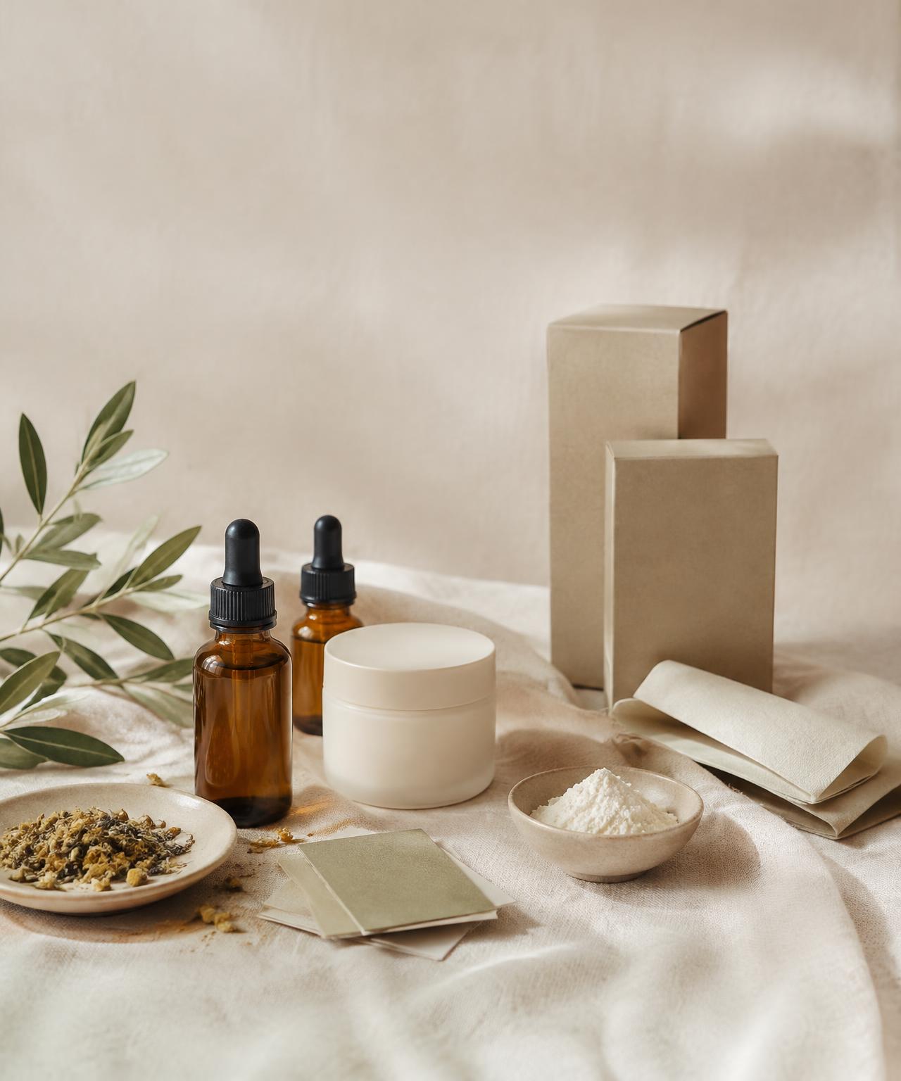 Concept dropper bottles and powdered ingredient